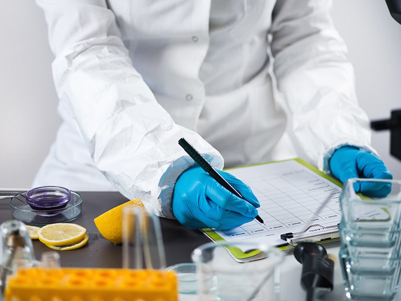 Food safety inspector working in a lab
